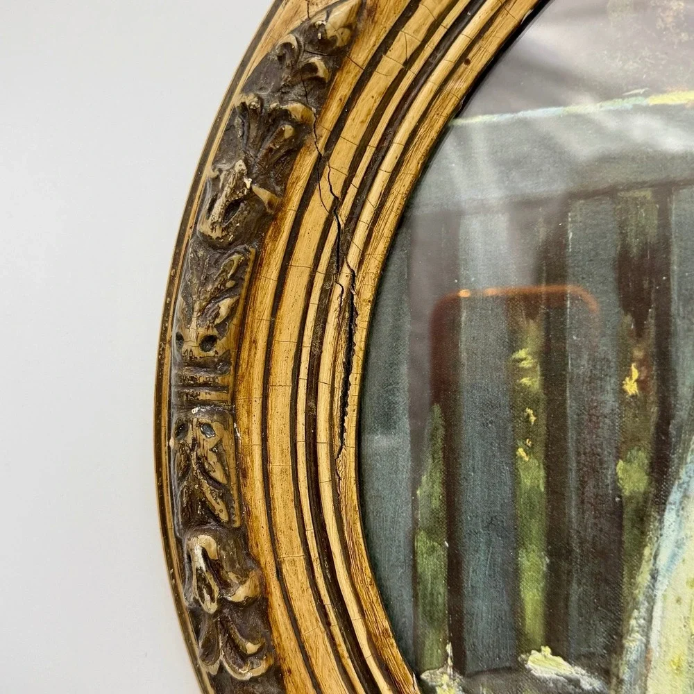 Vintage Faraway Thoughts Oval Framed Print Donald Art Co Garden 27.5